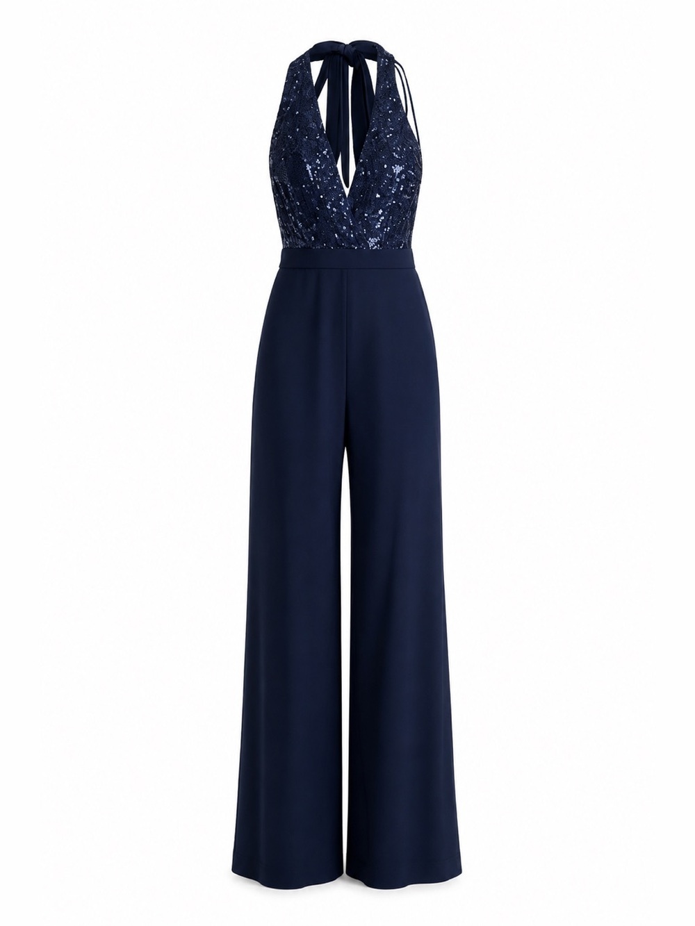 Lulus NWT navy blue sequined halter jumpsuit, medium
